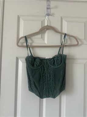 Urban Outfitters Forest Green Lace Corset Top